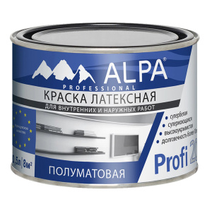 Краска ALPA PROFI-20 белая, полуматовая (0,5л)