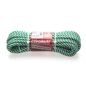 Шнур полипропиленовый СТРОЙБАТ, спирального плетения, 10.0мм, белый/зеленый (10м)