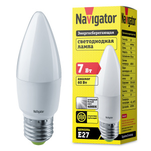 Лампа светодиодная NAVIGATOR Е27 7W белый матовая свеча