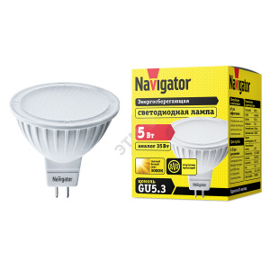 Лампа светодиодная NAVIGATOR 5W 230В GU5.3 LED тепло-белая