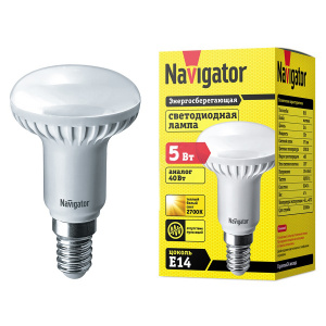 Лампа светодиодная NAVIGATOR  E14 5W R50 зеркальная теплая