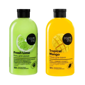 Набор подарочный ORGANIC SHOP Гель для душа Fresh Lime + пена для ванн Tropical Mango